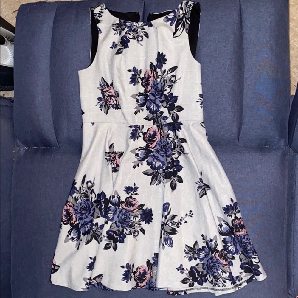 Elle 10 fit and flare floral Gray Dress
